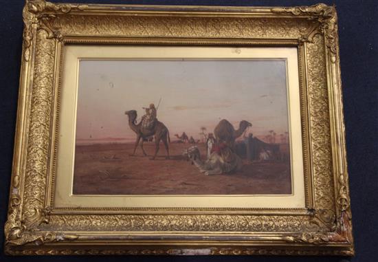 William Luker (1828-1905) Arabs and camels in an encampment 12 x 18in.